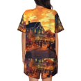 thumbnail image 4 of Womens Pajama Sets With Pocket, Halloween Street Party A Lounge Sets Short Sleeve Sleepwear PJ Sets for Women, 4 of 6