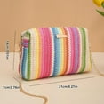 thumbnail image 5 of Colorful Straw Bag Women Woven Beach Bags Rainbow Pattern Shoulder Bag Spring Summer Purse, 5 of 5