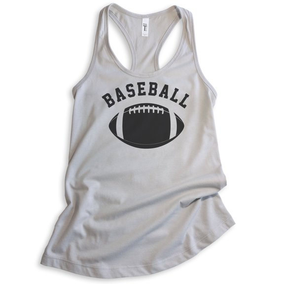 Baseball Tank Top, Ladies Racerback Tank Top, Funny Baseball Tank, Funny Football Tank, Ironic Sports Tank, Silver Gray, X-Large