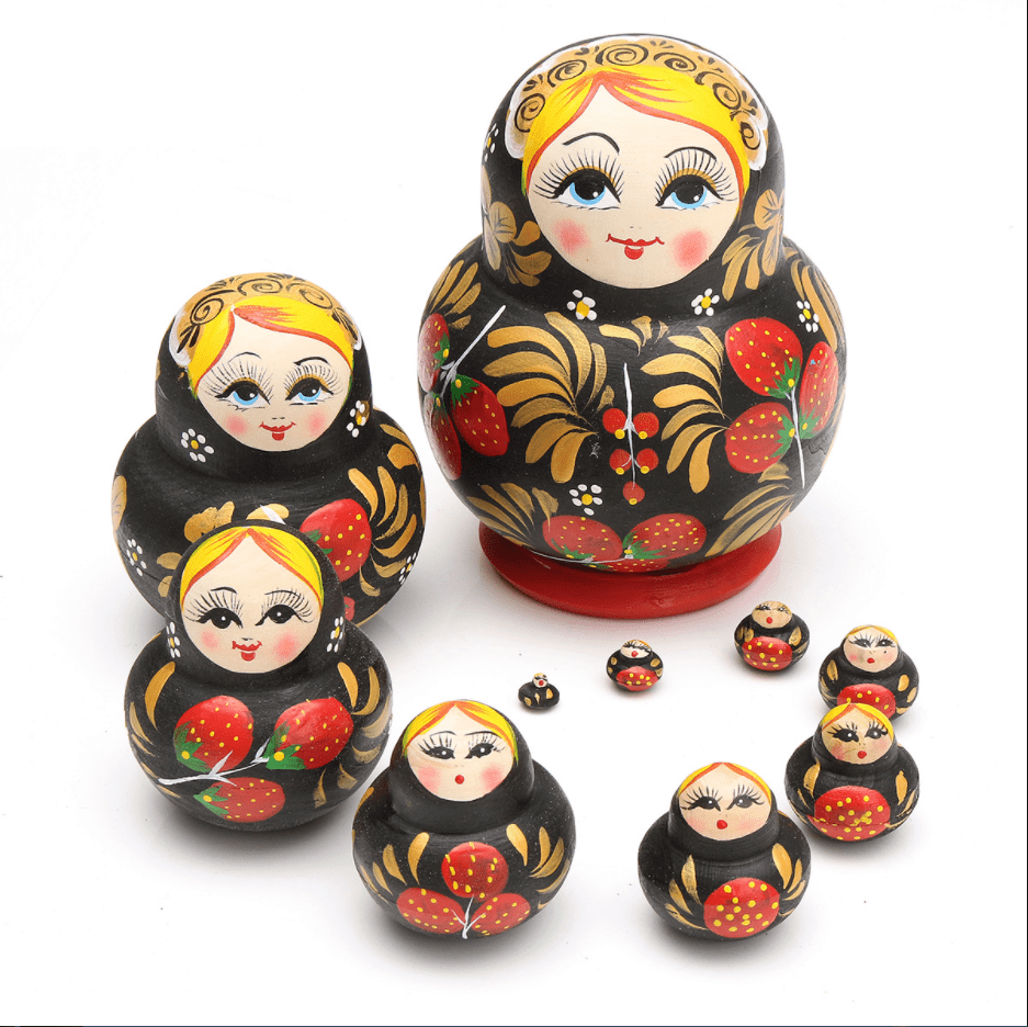 10 in 1 Hand Painted Wooden Matryoshka Nesting Toys Russian Stacking Dolls 
