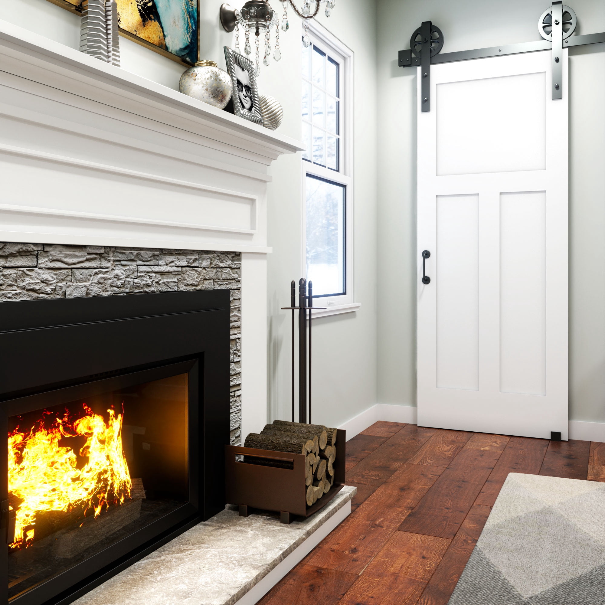 EightDoors 80" x 28" x 1-3/8" 3-Panel Craftsman Shaker White Primed Solid Wood Core Interior Slab Door