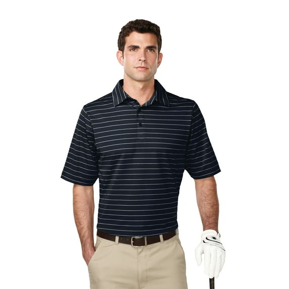 Tri-Mountain Performance Dublin K123 Textured Yarn Dyed Stripe Polo, Small, Navy