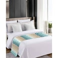 thumbnail image 4 of Xipuska Teal Brown Ombre Bed Runners for Twin Size Bed, Decorative Bed Throws for Foot of Bed, Modern Gradient White Geometric Bed Runner Sofa Throw Bedding Scarf Protector Slipcover/Hotel, 4 of 6