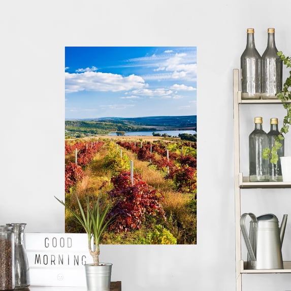 Red Vineyard Wall Mural Decal Sticker, Wallmonkeys Peel & Stick Vinyl Graphic (36 in H x 24 in W)