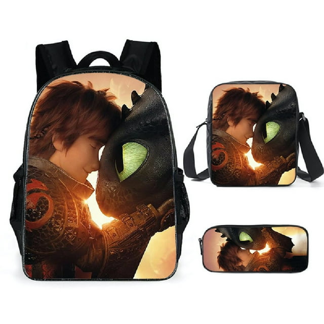 Juego de mochilas escolares sin dientes de 3 piezas con bolsa de hombro y funda para bolígrafos