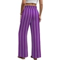 thumbnail image 3 of Dwellite Wide Leg Pants for Women Flowy Palazzo Drawstring Elastic Waist Trousers with Pockets Summer Beach Vacation Purple 2XL, 3 of 3