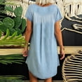 thumbnail image 5 of Cagogo Ladies Plus Size Flowy Swing Jean Shirt Knee Length Denim Sundresses Under $5 Summer Short Sleeve Vintage Graduation Dresses V Neck Going Out White Church Dress, 5 of 9