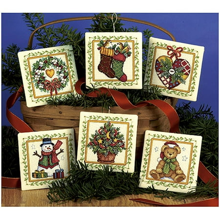 Beaded Elegance 4.25" x 4.25" Ornaments Counted Cross-Stitch Kit, Set Of Six
