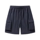 thumbnail image 2 of pstuiky Pantalones cortos para hombre, Pantalones cortos casuales de moda para hombre, sólidos, con cordón, cintura elástica y múltiples bolsillos Pantalones cortos cargo, 2 of 3