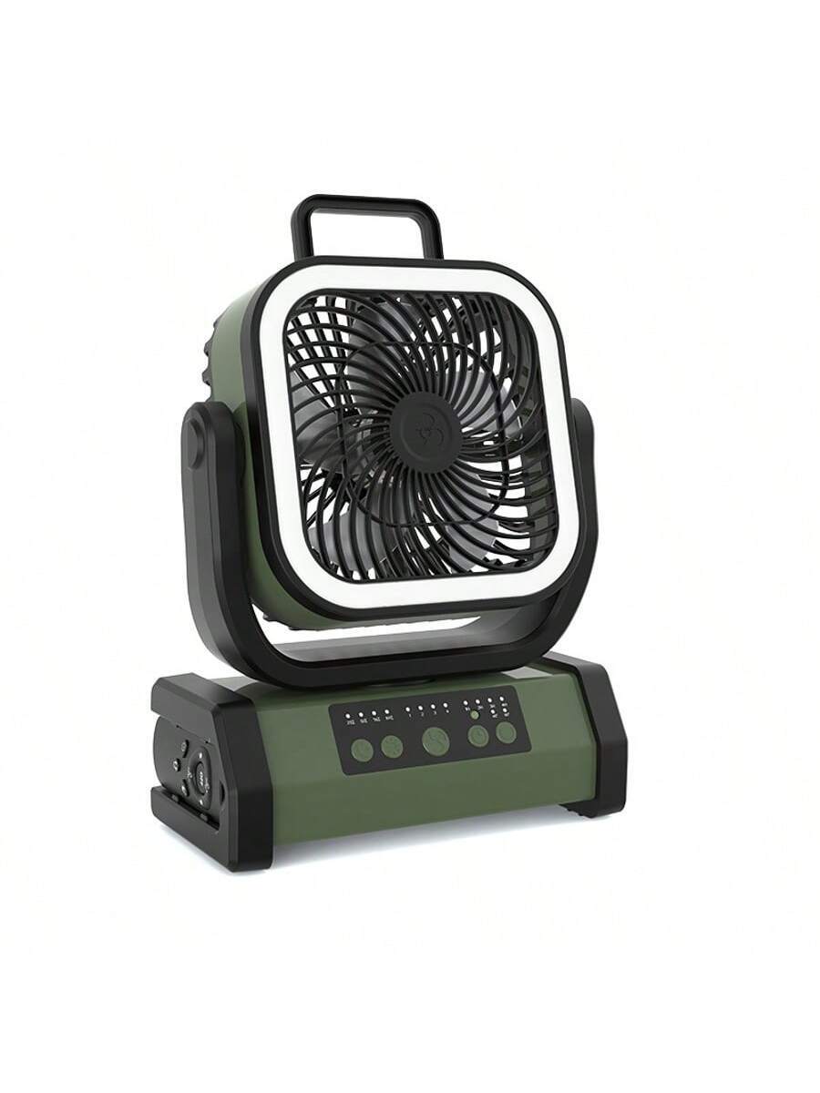 20000/30000mAh Camping Fan - With Rechargeable Li-Polymer Battery With LED Lantern - Portable Outdoor Tent Fan With Hook, 4-Speed Wind Remote Control,Green