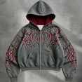 thumbnail image 5 of Men's Y2k Goth Graphic Zip Up Hoodies Long Sleeve Grunge Punk Graphic Print Streetwear Oversized Hooded Sweatshirt With Pocket W002-Grey L, 5 of 7