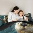 thumbnail image 5 of jejeloiu Kawaii Sea Otter Full Size Comforter Sets,Cartoon Animal Bedding Comforter Set,Blue Brown Bedding Sets For Boys Teens,Luxury Bedroom Decor Reversible,3pcs, 5 of 8