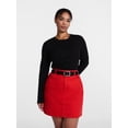 thumbnail image 2 of Scenario Women's and Women's Plus Ribbed Crewneck Cardigan Sweater, Lightweight, Sizes XS-4X, 2 of 6