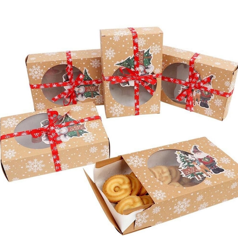 6/12/24Packs Pastry Bakery Box with Window, Kraft Paper 6/12/24Packs Pastry Bakery Box with Window, Kraft Paper