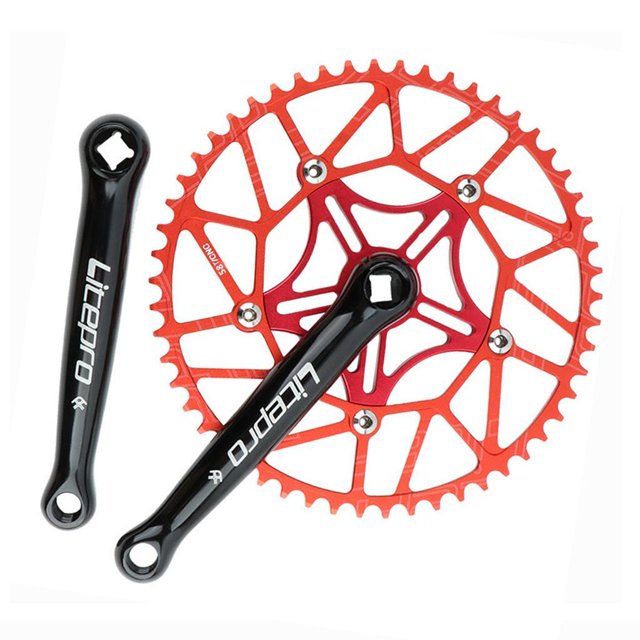 Bielas de bicicleta plegable de aleación de aluminio 54T-58T 170mm 130 BCD para bicicleta de 9/10/11, bicicletas plegables, bicicletas de ca Rojo 58T Soledad Juego de bielas de plato de bicicleta
