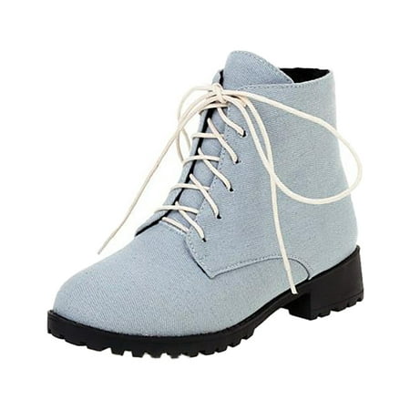 

Fsqjgq Boots for Women 11 Wide Boots 2022 Women s Autumn and Winter Low Heel Solid Denim Fashion Ankle Boots Boot Size 12 Women B 39