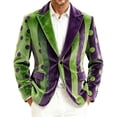 thumbnail image 1 of Chaqueta de Vestido de Ceremonia de Impresión de Corduro Largo para Hombre con Bolsillos, Blazer de Partido Delantero de Botón para Invierno Primavera, 1 of 4