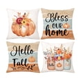 thumbnail image 2 of 4 Piece Fall Harvest Decorations Pillow Covers, 17.71x17.71-Inch Rustic Teal Pumpkin with Buffalo Check Bow Print Cushion Cases for Thanksgiving Sofa & Living Room B, 2 of 6