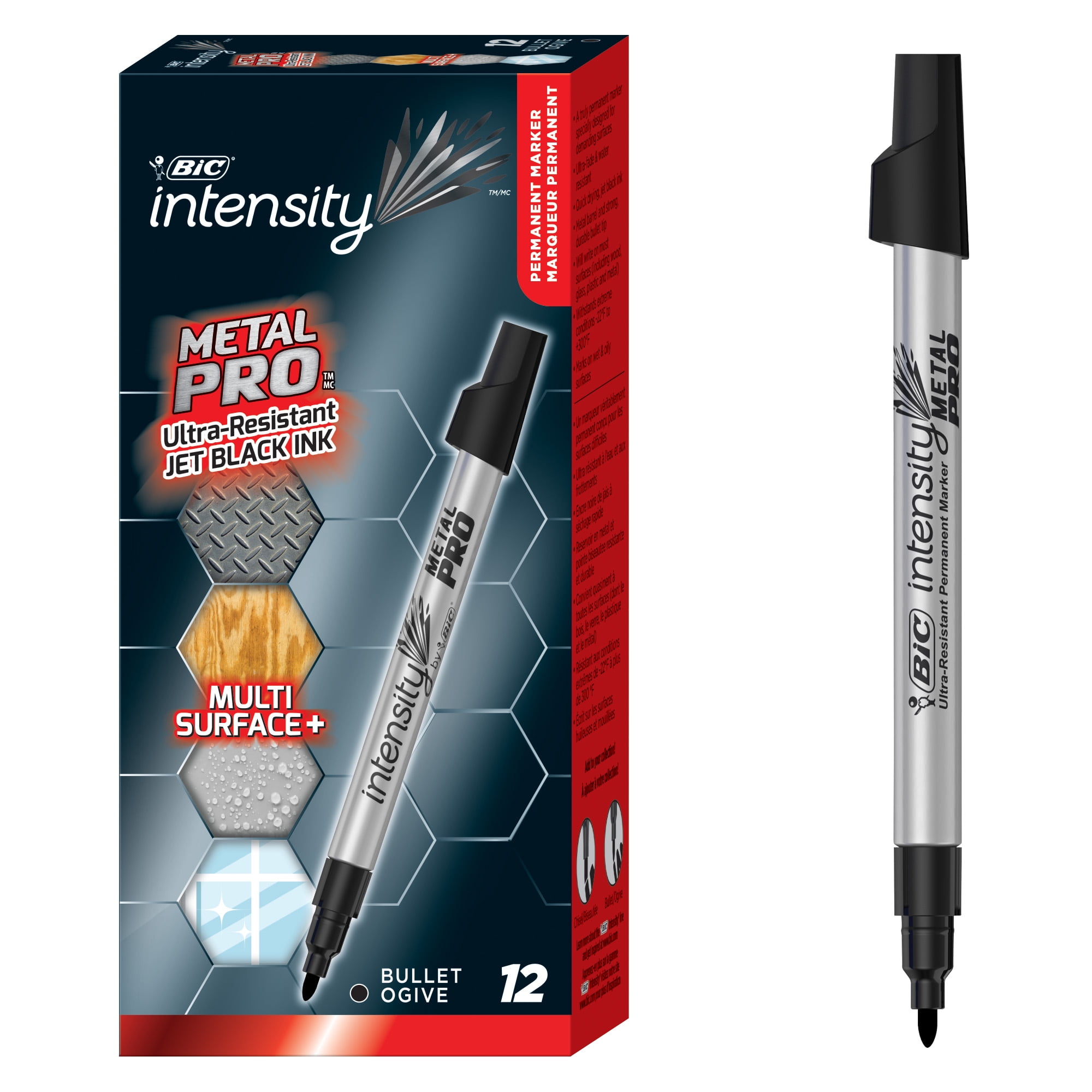 BIC Intensity Metal Pro Permanent Marker, Fine Point, Wood, Glass, Metal, Plastic Surfaces
