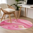 thumbnail image 4 of Round Rugs 4Ft, Marble Pink Round Area Rug Washable Indoor Throw Carpet, Modern Abstract Artwork Luxury Golden Soft Non Slip Circle Rug for Kitchen Nursery Room Home Decor Aesthetic, 4 of 8