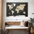 thumbnail image 3 of Elephant Stock Dark Grid World Map Wall Art - Horizontal Canvas Wall Art - Living Room Wall Decor - Map Canvas - Brown And Gray Decor - 51" x 34", 3 of 8