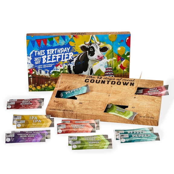 Man Crates Dad Jerky 12 Day Calendar Advent Calendar for Men with Gourmet Beef & Pork Sticks Fathers Day, Birthday, or Holiday Gift Box for Dad