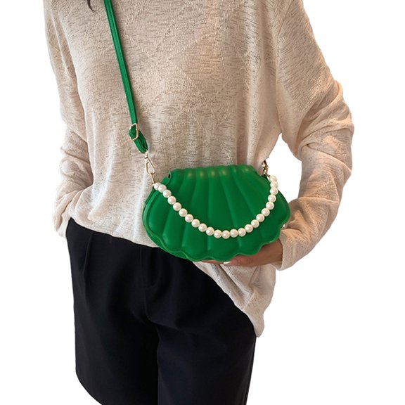 YIEMEEN All-matching Crossbody Bag for Women Seashells Evening Bag Pearl Chain Handbag