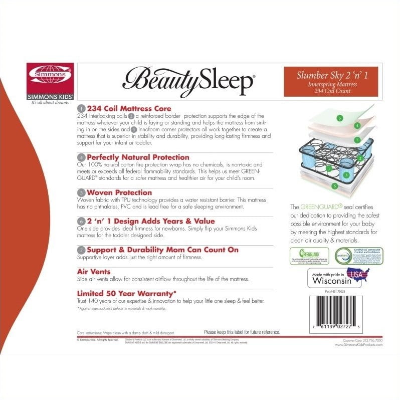 beautysleep slumber sky coil crib mattress