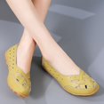 thumbnail image 4 of Dakaela Women's Leather Flats Shoes Casual Slip on Walking Driving Loafers Cutout Sneakers Yellow 6.5, 4 of 9