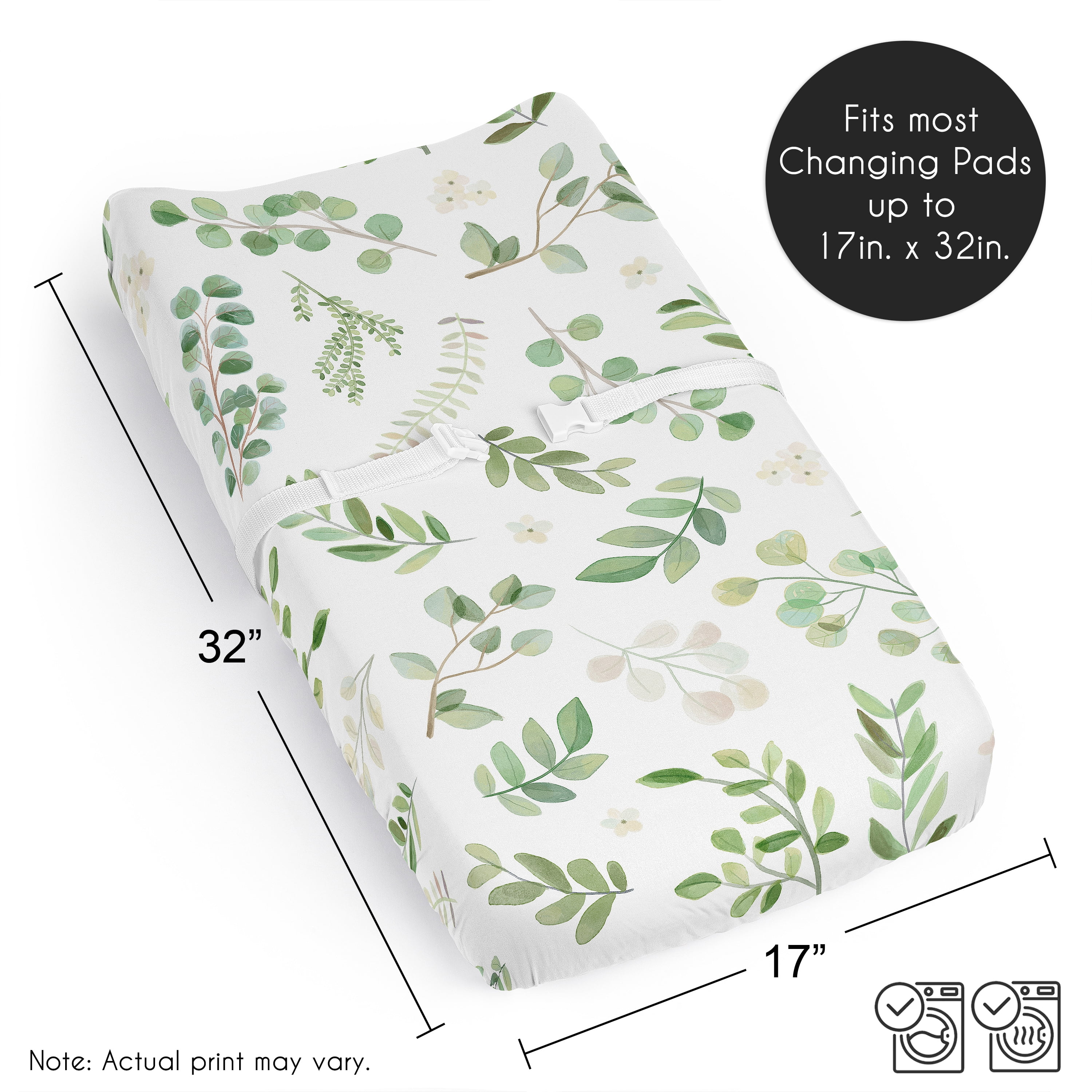 Sweet Jojo Designs Botanical Green and White Changing Pad Cover Sheet
