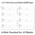thumbnail image 3 of Password Book Refills for A5 Binder - A-Z Notebook Refill Paper with Alphabetical Tabs, 120gsm White Paper, 6-Hole Punehed, 5.8" x 8.3", 3 of 5