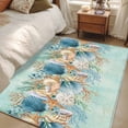 thumbnail image 4 of 3'x5' Rug for Living Room Bedroom, Beach Coastal Teal Washable Area Rugs Non-Slip Carpet Mats, Nautical Shell Starfish Coral Summer Indoor Low Pile Area Rug Runner for Kitchen, Mudroom, 4 of 8