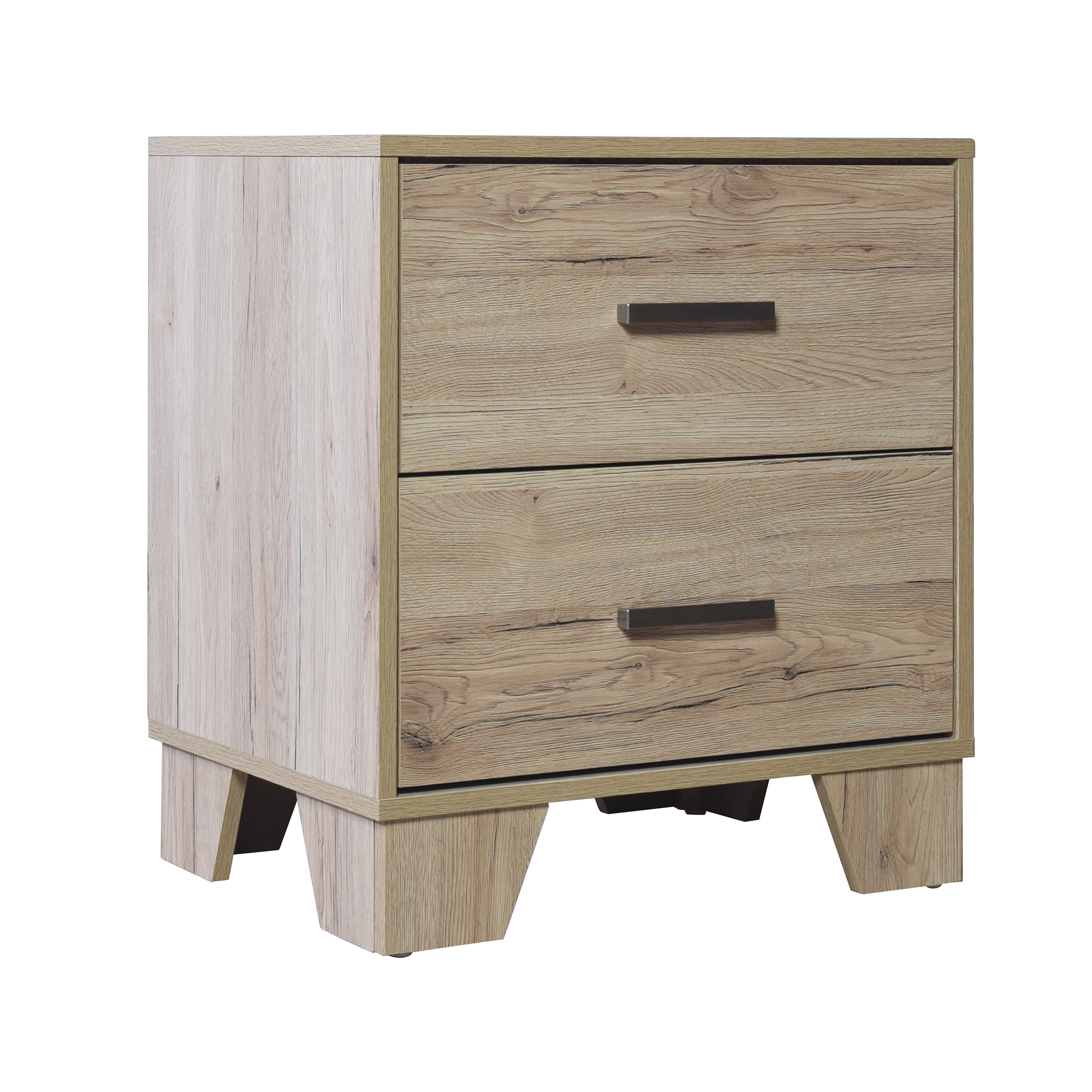 Castle Place Classic 2 Drawers Nightstand, Light Oak