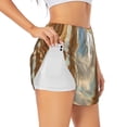 thumbnail image 1 of Balery Golden Drapes Pillars Clouds Pantalones cortos deportivos para mujer con forro y dos bolsillos, elásticos, para entrenamiento, gimnasio, yoga-Large, 1 of 7