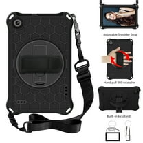 Fire 7 Tablet Case For Kids with Adjustable Shoulder Strap, Dteck 360 Rotating Stand Full Body Shockproof Protective Case Cover with Hand Strap for Kindle Fire 7 (2015/2017/2019), Black