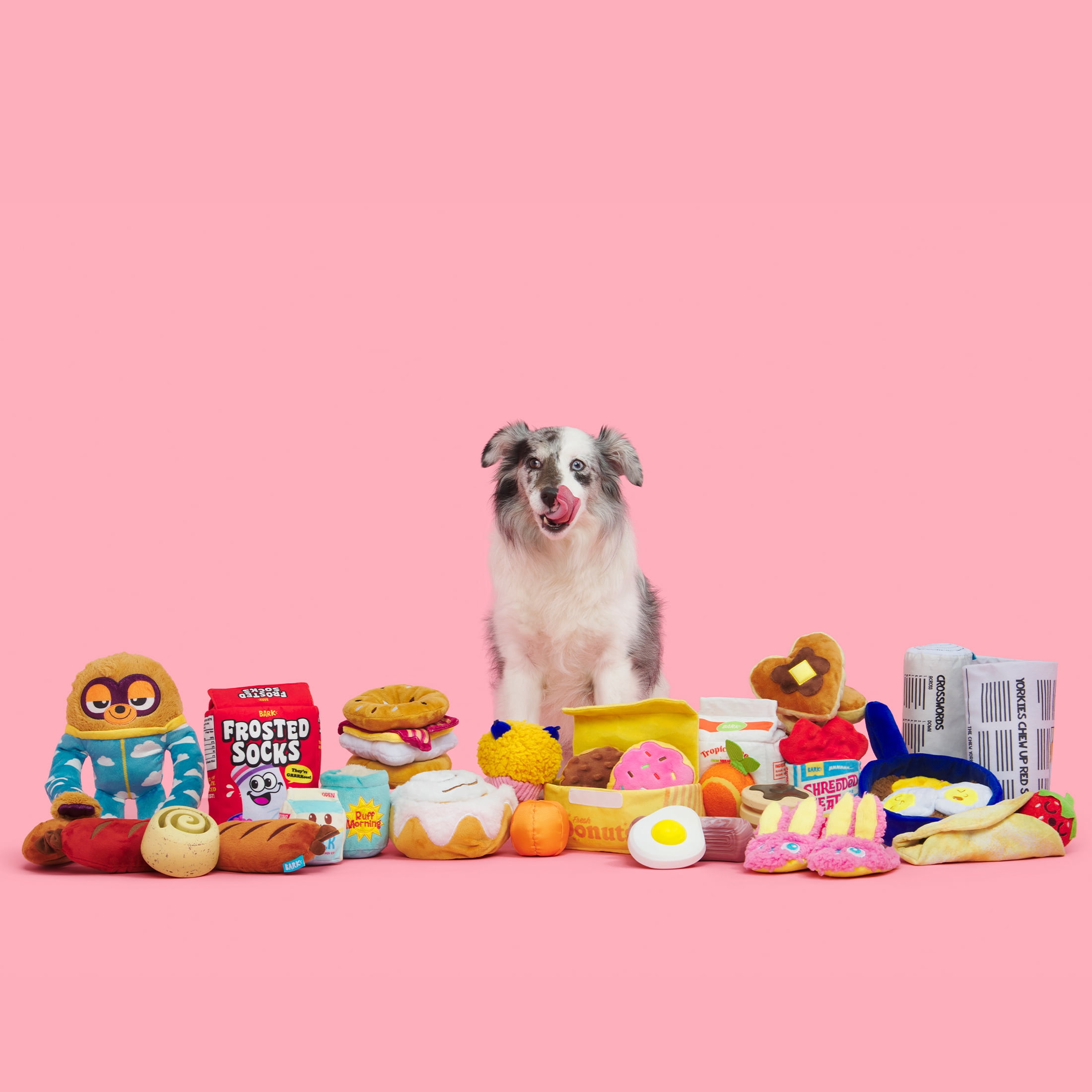 BARK Wake N Crepe Dog Toy, Multi-color, Barkfest in Bed, For Extra Small to Small Dogs