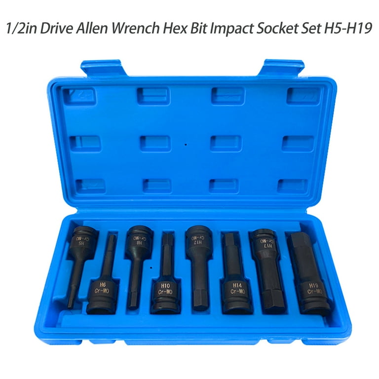 1 2in Drive Allen Wrench Hex Bit Impact Socket Set H5 H19