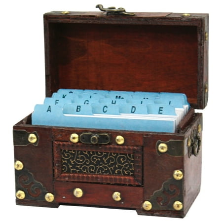 Maple Recipe Box - Rustic Studded Index/Recipe Card Box with Antiqued Latch, 3 x 5 in. Cards