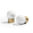thumbnail image 4 of TOWN & COUNTRY LUXE Marbled Sphere Single Indoor Curtain Rod and Finial Set, Natural Marble Stone Look, Easy Install Wall Mount, Matte Gold, Adjustable 66”-120”, 4 of 8