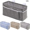 thumbnail image 5 of Cesta de almacenamiento colgante para cabecera, litera, dormitorio, libro, teléfono, revista, cama, mesita de noche, fácil de instalar (gris oscuro), 5 of 5