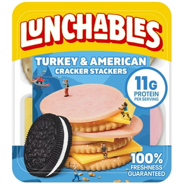 Lunchables Turkey & American Cheese Cracker Stackers Kids Lunch Snack, 3.2 oz Plastic Tray