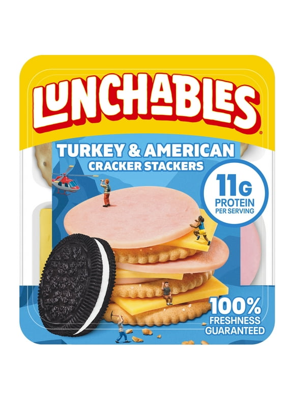Lunchables Turkey & American Cheese Cracker Stackers Kids Lunch Snack, 3.2 oz Tray
