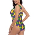 thumbnail image 4 of Salouo Mardi Gras Pattern One Shoulder Ruffled One Piece Swimsuit for Women V Neck Swimwear Tummy Control Bathing Suit-X-Large, 4 of 6