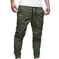 thumbnail image 2 of Cargo Pants for Men with Pockets and Drawstring Elastic Waist Tapered Leg Work Trousers Mens Casual Solid Color Breathable Hiking Jogging Pant, 2 of 7