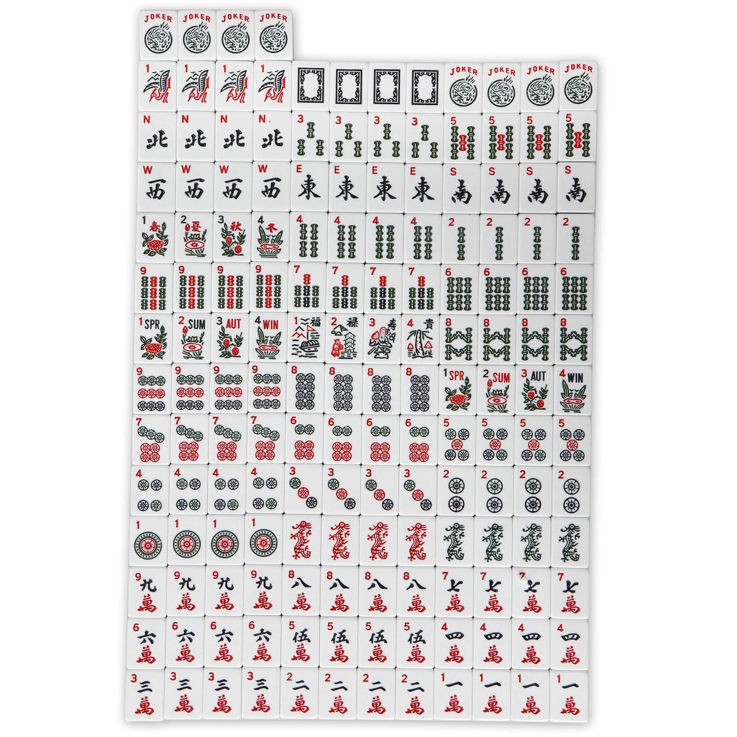 American Mah Jongg Mahjong Set with 4 All-in-One Rack Pushers Soft Bag 166 Tile