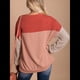 thumbnail image 5 of Camisetas Holgadas Informales de Punto con Cuello Redondo y Larga con Bloques de Color A para Mujer Rojo L, 5 of 6