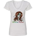 thumbnail image 3 of Inktastic DÃ­a De Los Muertos in Sugar Skull Makeup Women's V-Neck T-Shirt, 3 of 5