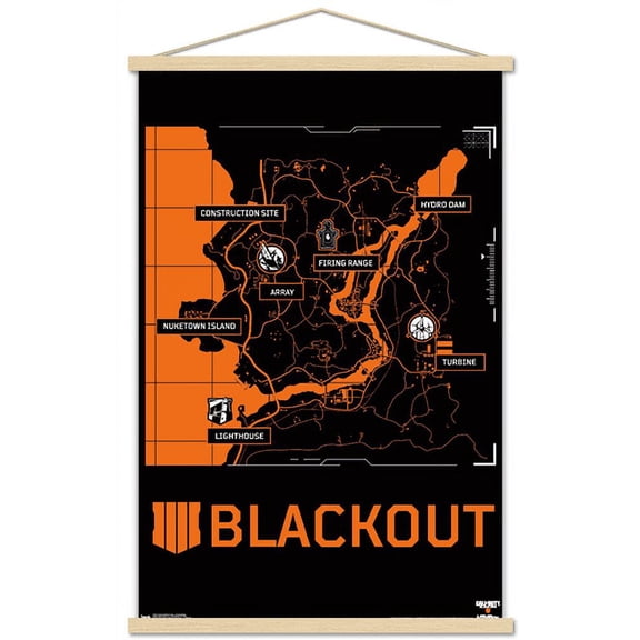 Call of Duty: Black Ops 4 - Blackout Map Wall Poster with Magnetic Frame, 22.375" x 34"