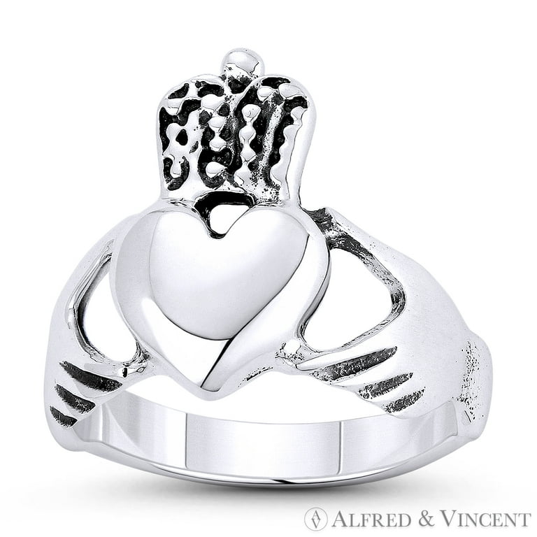 Claddagh Oxidized Sterling Silver Charm, Made in the USA Claddagh Oxidized Sterling Silver Charm, Made in the USA