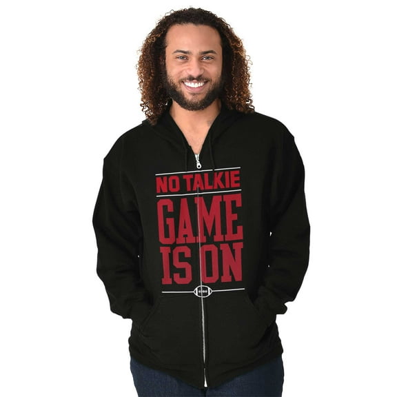 No Talkie Game is On Football Men's Big & Tall Graphic Zip Up Hoodie Brisco Brands 2X